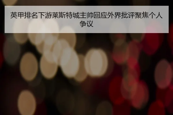 英甲排名下游莱斯特城主帅回应外界批评聚焦个人争议 - skysports